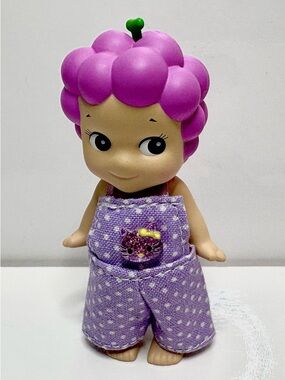 Grape from Sonny Angel Fruit series! Purple polka dot overalls included!